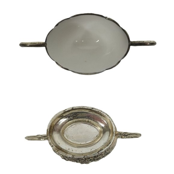 Vintage Cream Sugar Set Roses Floral Scalloped Edges Tray Enamel Interior Japan - Picture 7 of 11